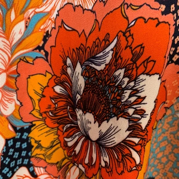 Rose + Olive Tunic Top 1X Floral Print V-Neck Blouse Dolman Sleeve Boho Flowy - Picture 6 of 16